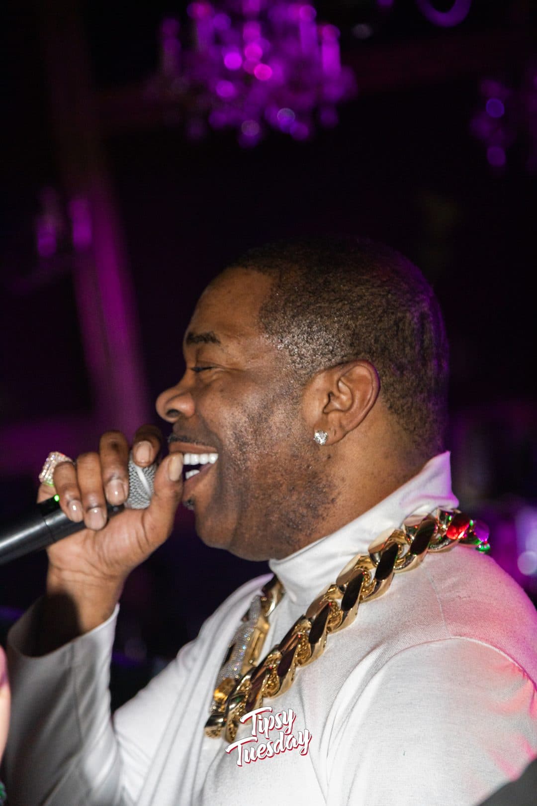 Busta Rhymes on the mic at Tipsy Tuesday in Vienna