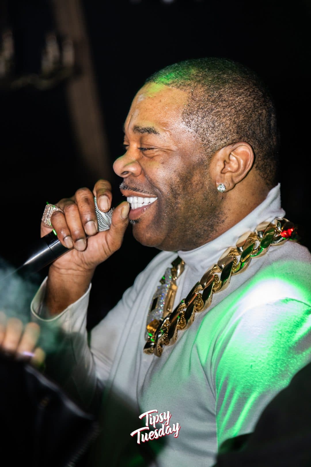 Busta Rhymes on the mic at Tipsy Tuesday in Vienna
